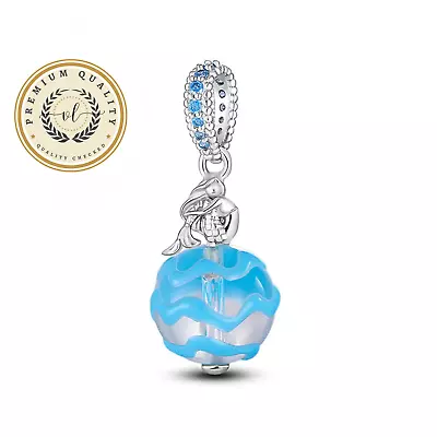 Mermaid Murano Glass Dangle Charm For Bracelet Sterling Silver Charm • $32.99