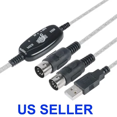 New USB IN-OUT MIDI Interface Cable Converter To PC Music Keyboard Adapter Cord • $8.39