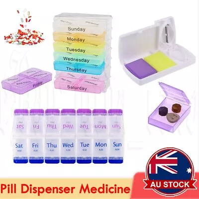 $4.25 • Buy Pill Box 7-day Large Organiser Tablet Container Case Medicine Storage Dispenser
