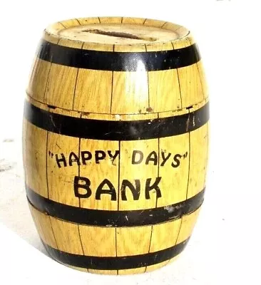 Vintage J. Chein Tin Litho Bank  Happy Days Barrel Toy  • $13