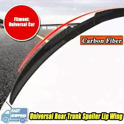 Carbon Fiber Look Adjustable PU Rear Trunk Spoiler Lip Roof Tail Wing For Sedan • $37.99