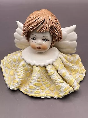 Zampiva Porcelain Figurine Little Girl Angel Sitting Spaghetti Hair Italy Signed • $40