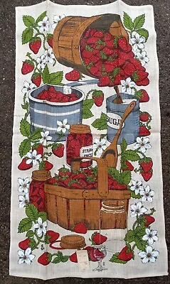 Vintage Linen Towel Kay Dee Hand Prints Linen Strawberry  RN 15424 16  X 28  New • $14.95