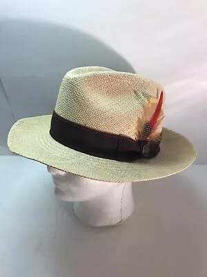 GOORIN BROS. Woven 100% Toquilla Straw Feather Banded Genuine Panama Hat Large • $95