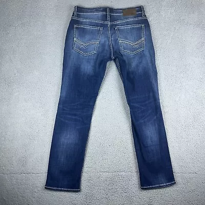 BKE Jeans Mens 32x30 Blue Denim Carter Straight Distressed Grunge Cotton Stretch • $25.88