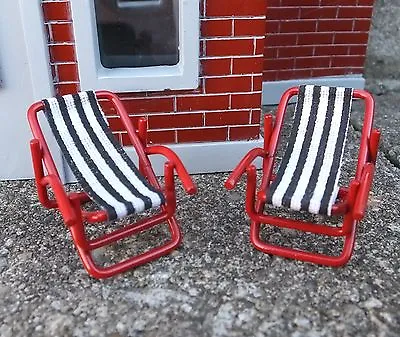 Sling Chairs (2) Very Cool Pool Side Beach Miniatures 1/24 Scale Accessories • $8.99