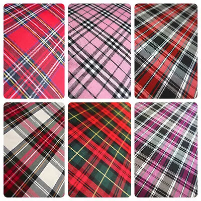 Tartan Checked Fabric Material By The Metre 58  Wide New Colours Designs • £6.99