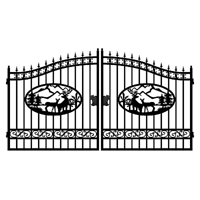 Greatbear 14/20ft Steel Dual Swing Wrought Iron Gate For Driveway Garden Yard • $1799