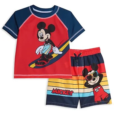 Disney Mickey Mouse☆Toddler Boys' Mickey's Rash Guard & Swim Trunks Set ☆ 2T-5T • $29.95