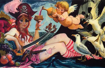 Pirates Of The Caribbean Redhead Pirate Drawing Marc Davis Disney Poster 11x17 • $19.49