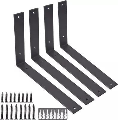 Shelf Brackets L Bracket 12 Inch 4PCS Heavy Duty Black Shelf Bracket Iron Metal  • $32.06