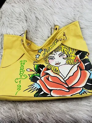 ED HARDY Yellow Beach Bag Large Purse Shoulder Bag • $21.99