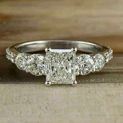 Women's 2Ct Princess Cut Diamond 14k White Gold Finish Solitare Engagement Ring • $84.06