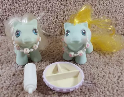 1987 Hasbro My Little Pony G1 Newborn Twins Baby Jangles & Tangles Tray Bottle • $25