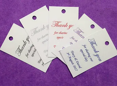 50 X Personalised Wedding Thank You Favour Tags Christening Hen Gift Tags • £4.50