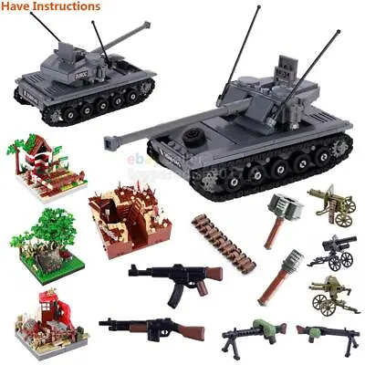 MOC WWII Military AMX13 Tank Army Weapon Machine Gun Model Toy DIY Set Trench • $57.66