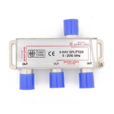 3 Way 5-2050 MHz 1 To 3 Coaxial Splitter For RG6 RG59 Coax Cable HDTV Satellite • $7.79
