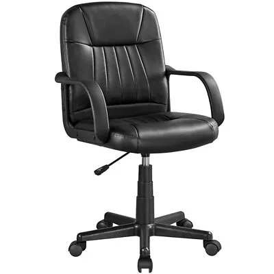 Office Mid-Back Desk Chair Height Adjustable Leather Swivel Task Chair For Teens • $45.81