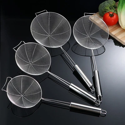 £21.46 • Buy 1x/Frying Colander Oil Pot Strainer Ladle Skimmer Oval Fine Mesh Stainless-Steel
