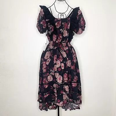 Joyfolie Mia Joy Diana Black Faded Floral High Low Dress Big Girls Size 12 NWTs • $85