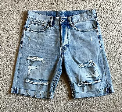 H&M HM Mens Light Wash Denim Shorts Acid Wash Distressed Bermuda Shorts Size 28 • $9.95