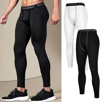 Mens Compression Pants Base Layer Long Tight Leggings Pants Gym Running Workout • $16.79