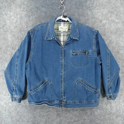 Vintage Eddie Bauer Jacket Womens Extra Large Lined Denim Chore Barn Coat • $56.89