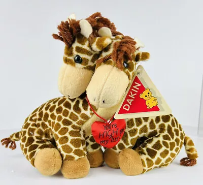 Vintage DAKIN Giraffe Couple 24036 Plush Stuffed Animals Makin Friends • $14.44