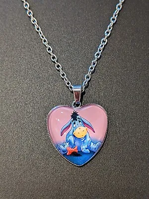 Eeyore Winnie The Pooh Bear Pink Heart Necklace • $11