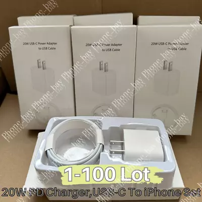 Bulk Lot For IPhone 14 13 11 20W Power Adapter USB Type-C Fast Charger PD Cable • $296.36