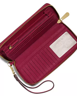 Michael Kors Jet Set Travel Leather Continental Wristlet 32S5GTVE9L Cherry • $129.99