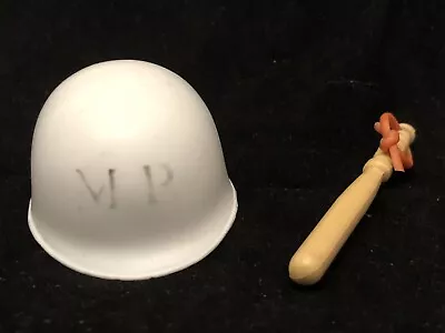 Vintage 1960's Hasbro 12  GI Joe White Hard M.P. Military Police Helmet W/ Baton • $19.99