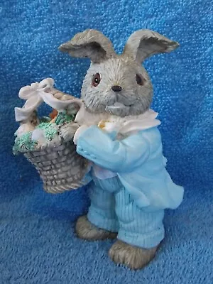 1993 Mervyn's Easter Male Bunny Rabbit Holding Basket Figurine • $8.99