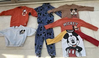 Boys Disney Next Mickey Mouse Bundle  T Shirts Sweatshirts Fleece 2 -3 Years VGC • £8