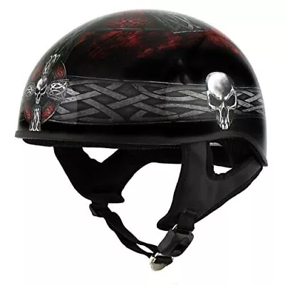Celtic Cross DOT Approved Shorty Half Motorcycle Helmet Tribal Symbols Skulls • $79.90