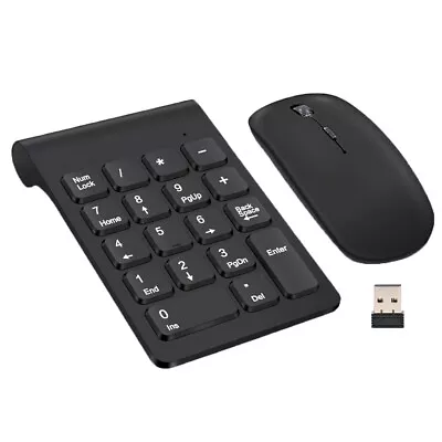 Numeric Keypad USB Wireless Number Pad W/ Mouse For Laptop Desktop Black • £14.14