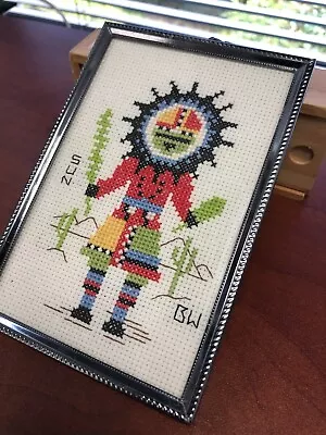 Kachina SUN Native American Art Needlepoint Cross Stitch Complete Framed • $29.95