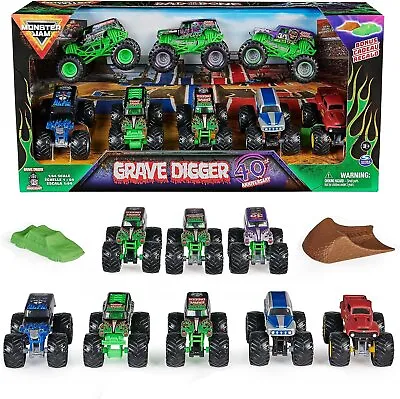 Monster Jam Grave Digger 40th Anniversary 8-Pack Monster Trucks With Bonus... • $54.99