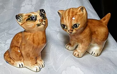 Vintage 2 Seymour Mann Orange Tabby Kitty Cat Figurines Hand Painted • $22