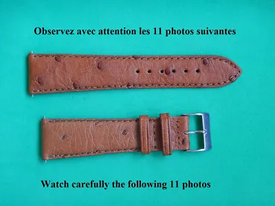 22 MM Strap Ostrich Real Hand Made Brown   Honey   18 MM With The Loop • £79.19