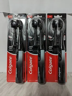 3xCOLGATE 360 SONIC CHARCOAL BATTERY TOOTHBRUSH WITH ONE REPLACEABLE HEAD-NEW • £25