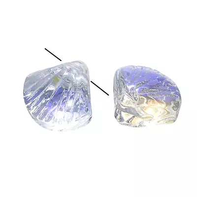❤ 20 X Glass SHELL Beads CLEAR AB Ocean Charm/Pendant 10mm Make Jewellery UK ❤ • £2.25