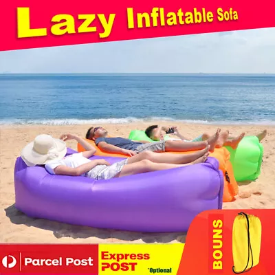 Fast Inflatable Lazy Lounge Camping Air Bag Sofa Bed Hangout Beach Sleeping • $29.99