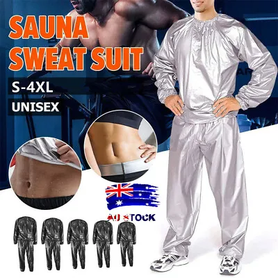 $20.85 • Buy Heavy Duty Sweat Sauna Suit Fitness Loss Weight Exercise Training Gym Tracksuits