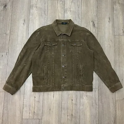 Vintage Y2K J.Crew Distressed Corduroy Chore Trucker Jacket Men’s Size XL • $59.95