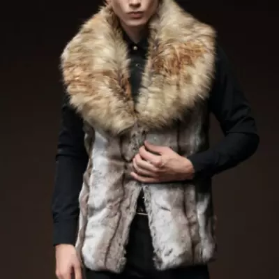 Winter Men's Mink Fur Big Lapel Collar Warm Jacket Waistcoat Vest Outwear  Faux • $34.70