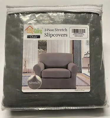 Easy-Going 2 Piece Stretch Slipcover Chair Grey • $19.99