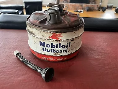 1950's Mobiloil Outboard 2.5-Gal Gas Oil Can Sign Mobilgas Station Motor • $79.99