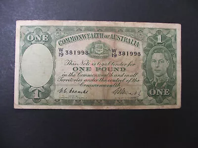 1949 Coombs - Watt £1 Pound  One Pound  Note W19 381998 • $29.50