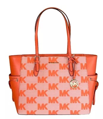 Michael Kors Gilly Lg Drawstring Travel Tote Shoulder Bag Mk Graphic Logo Poppy • $168